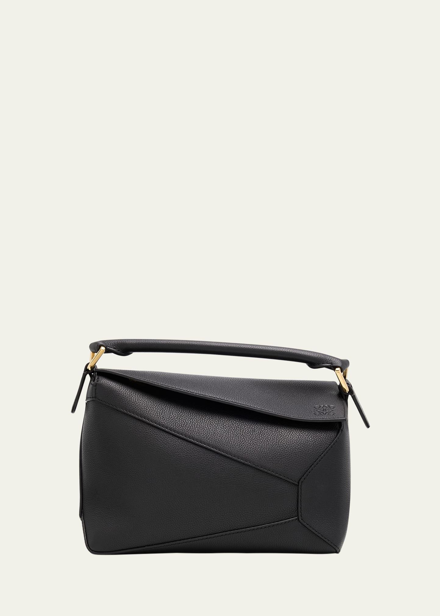 puzzle edge small top-handle bag in grain leather
