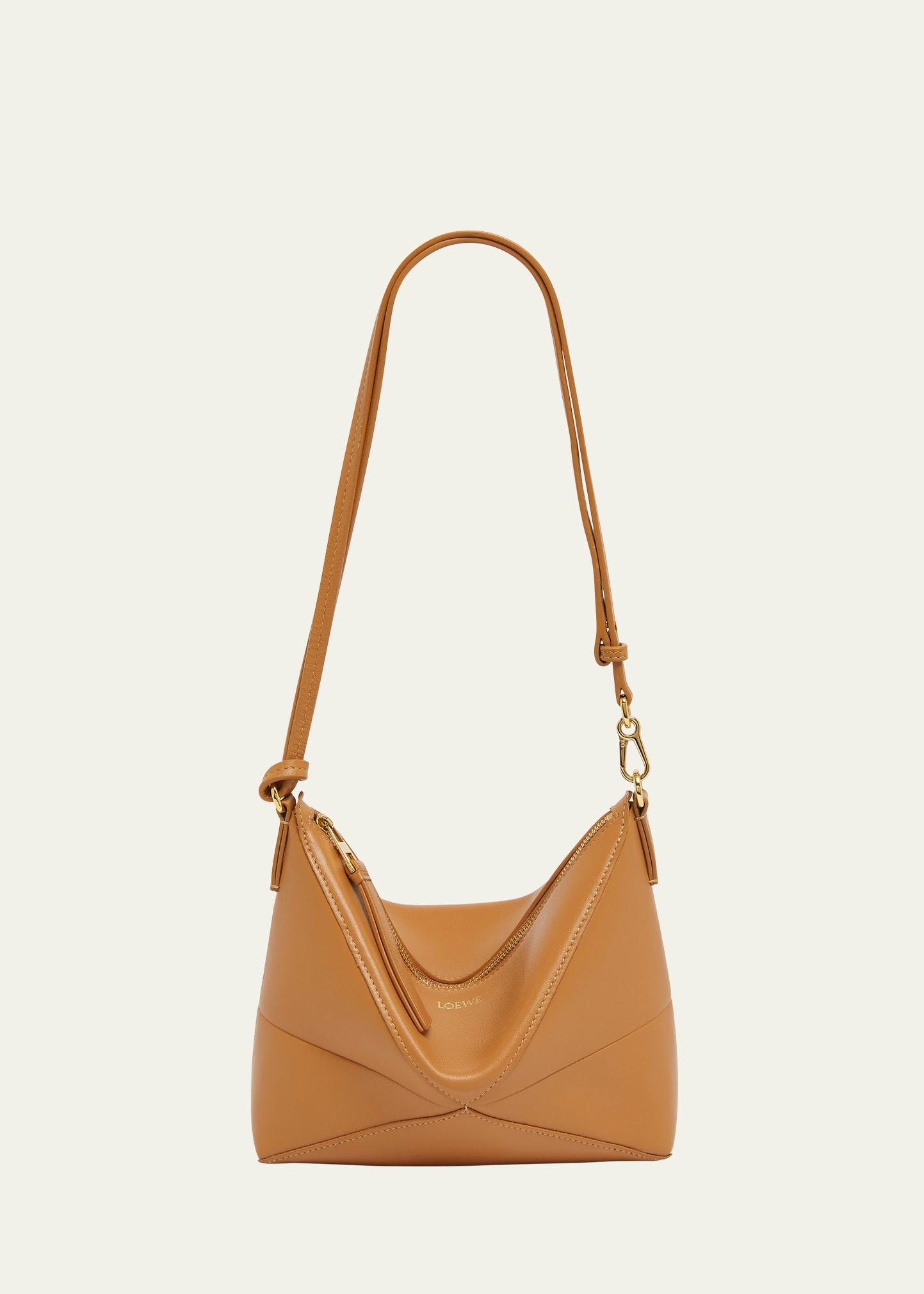 puzzle fold leather pouch shoulder bag