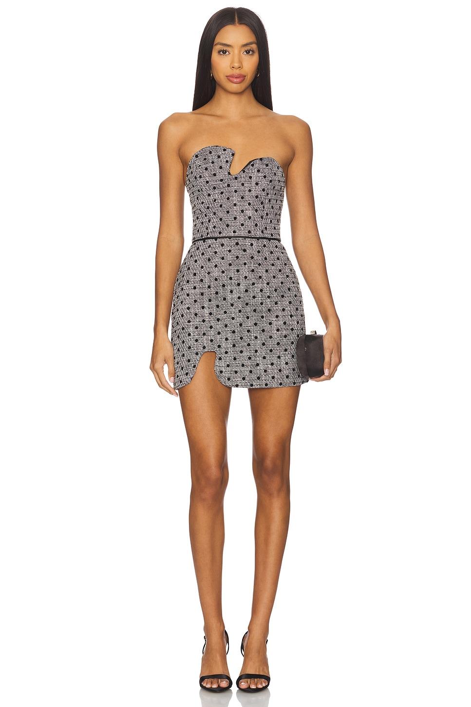 puzzle strapless mini dress