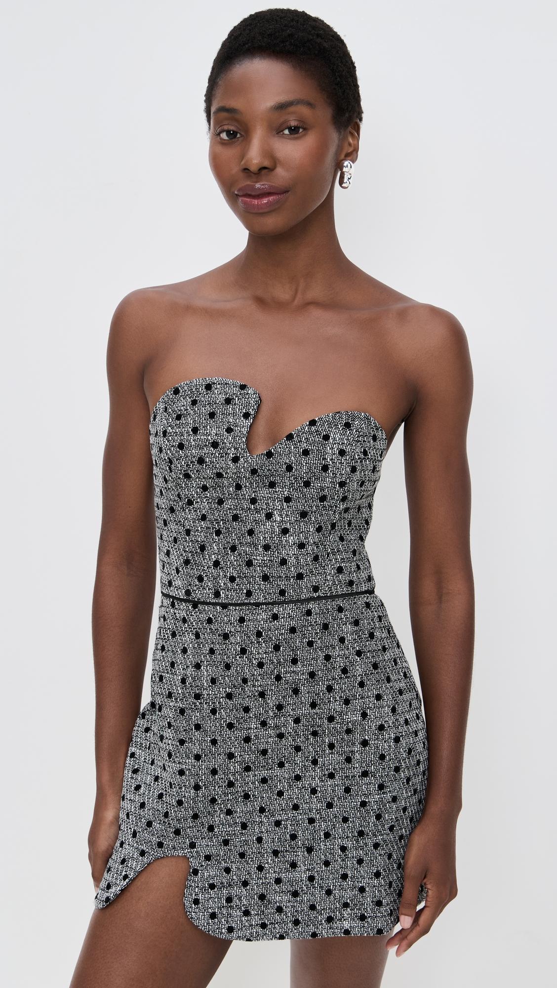 puzzle strapless mini dress