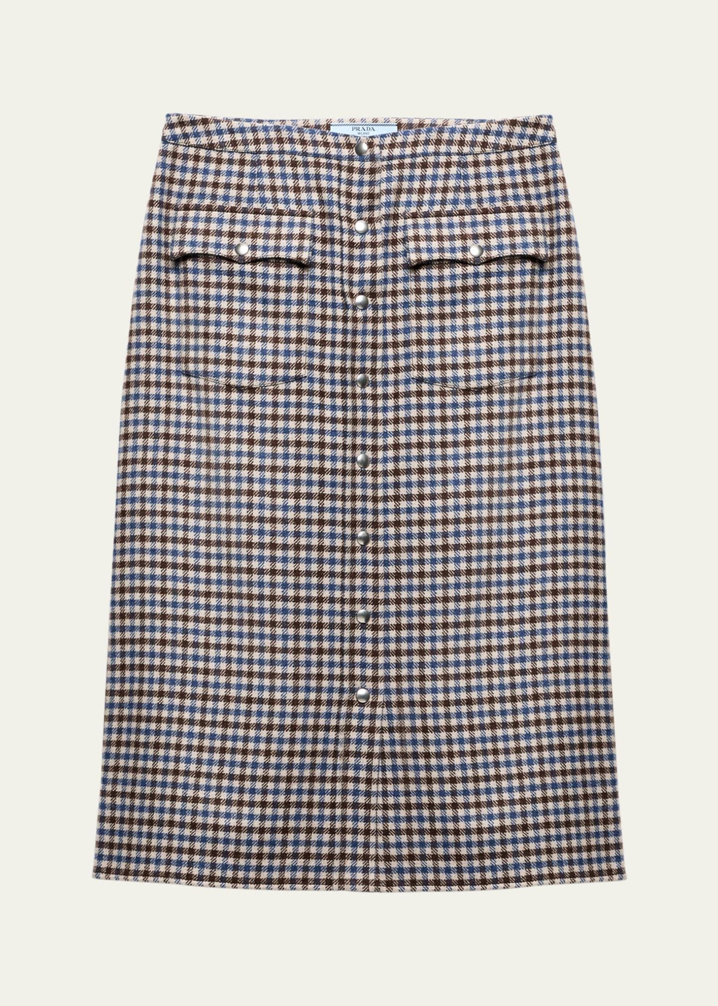 quadretto wool midi skirt