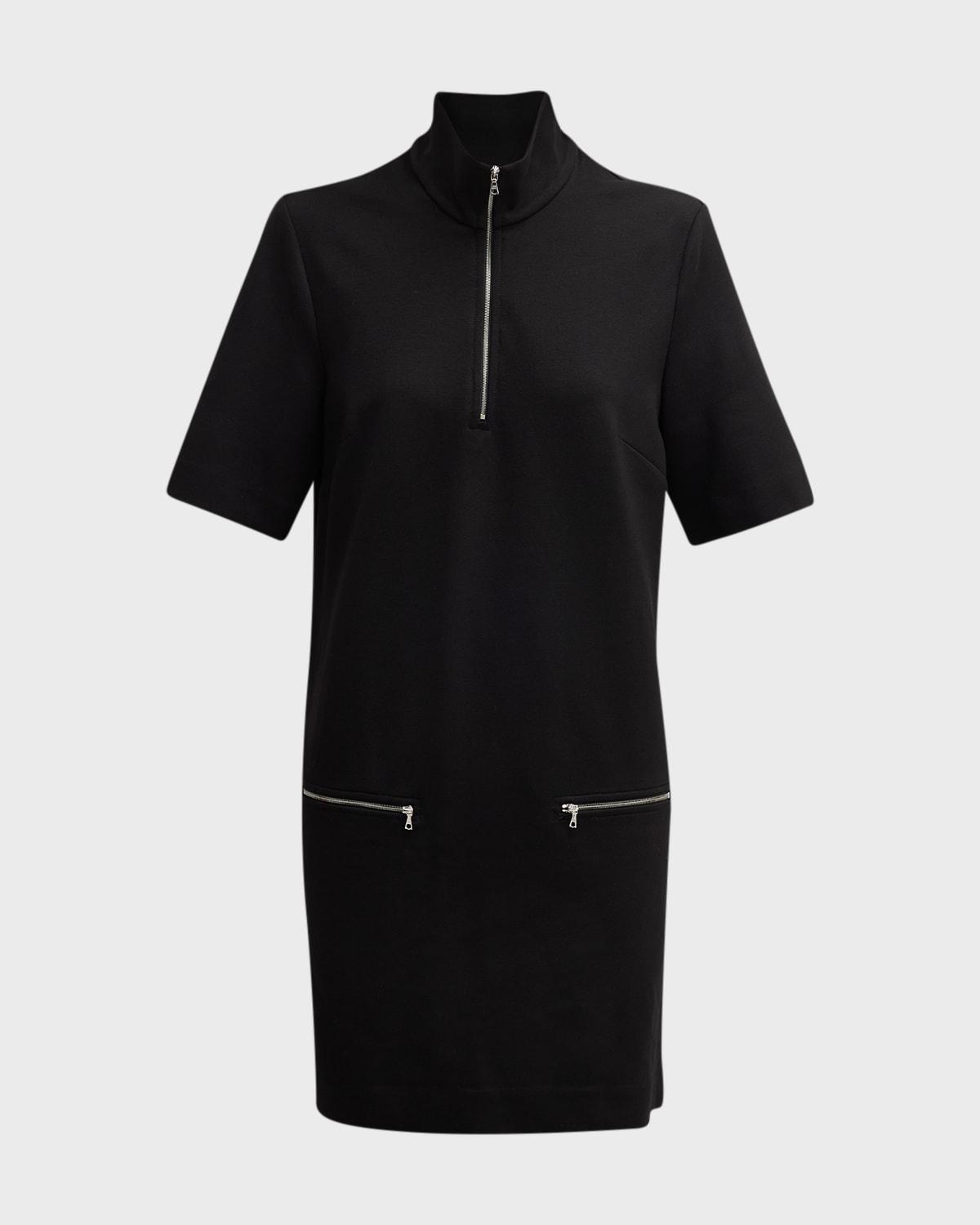 quarter-zip mini shift dress