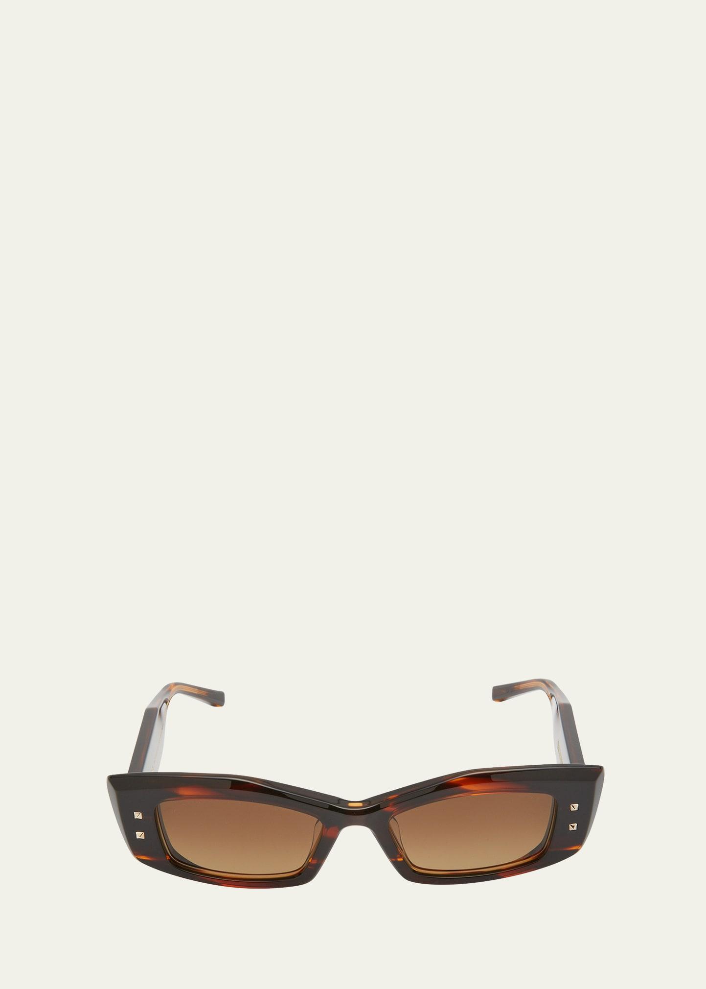 quattro acetate & titanium cat-eye sunglasses