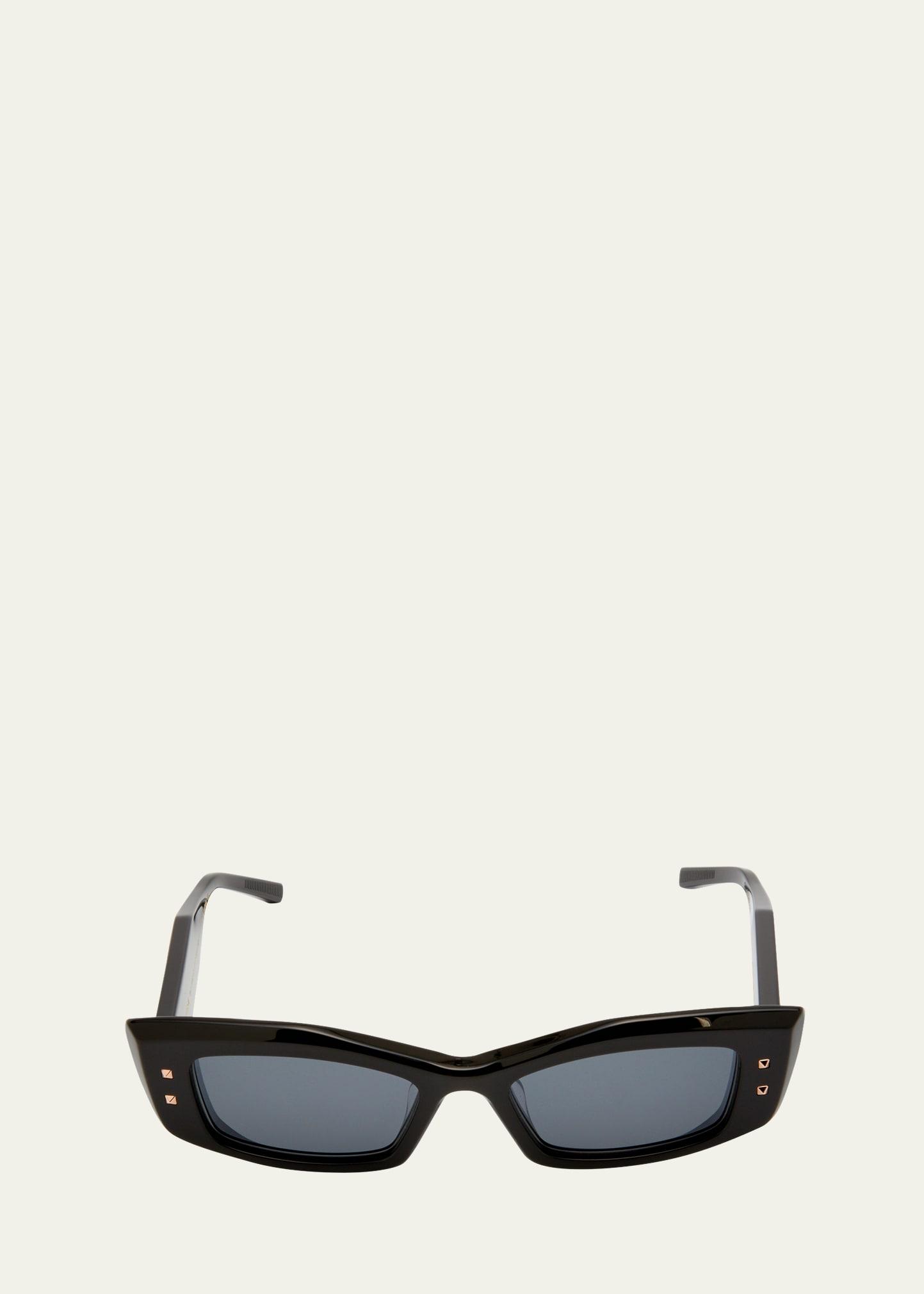 quattro acetate & titanium cat-eye sunglasses
