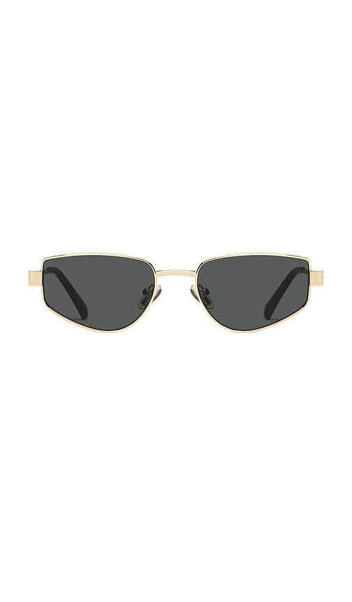 quay hit single sunglasses in metallic gold.
