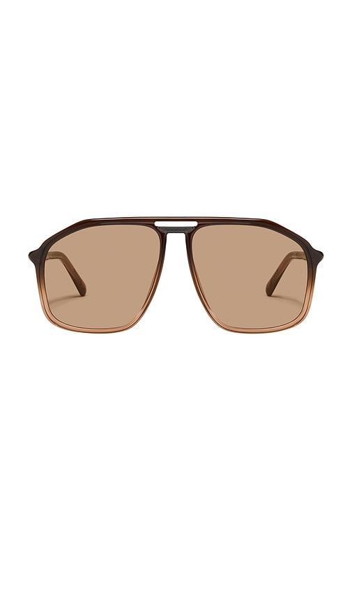 quay studio sesh sunglasses in brown.
