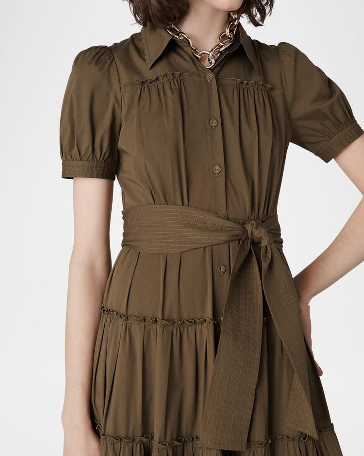queena tiered ruffle midi dress