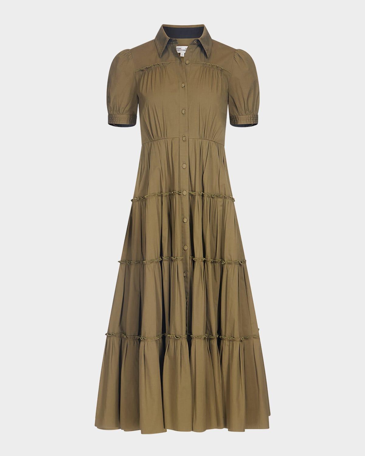 queena tiered ruffle midi dress