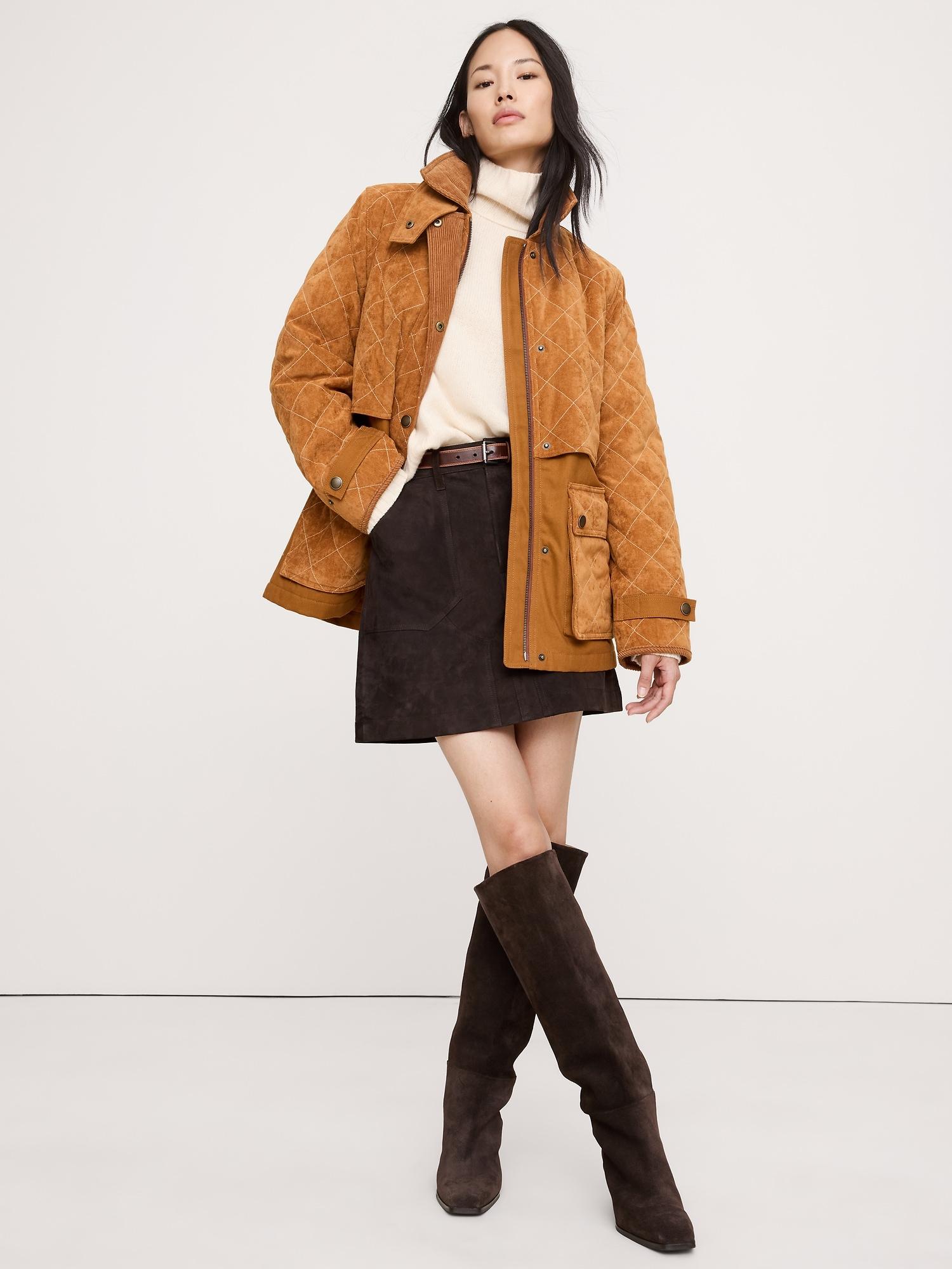 quilted chenille & canvas field jacket