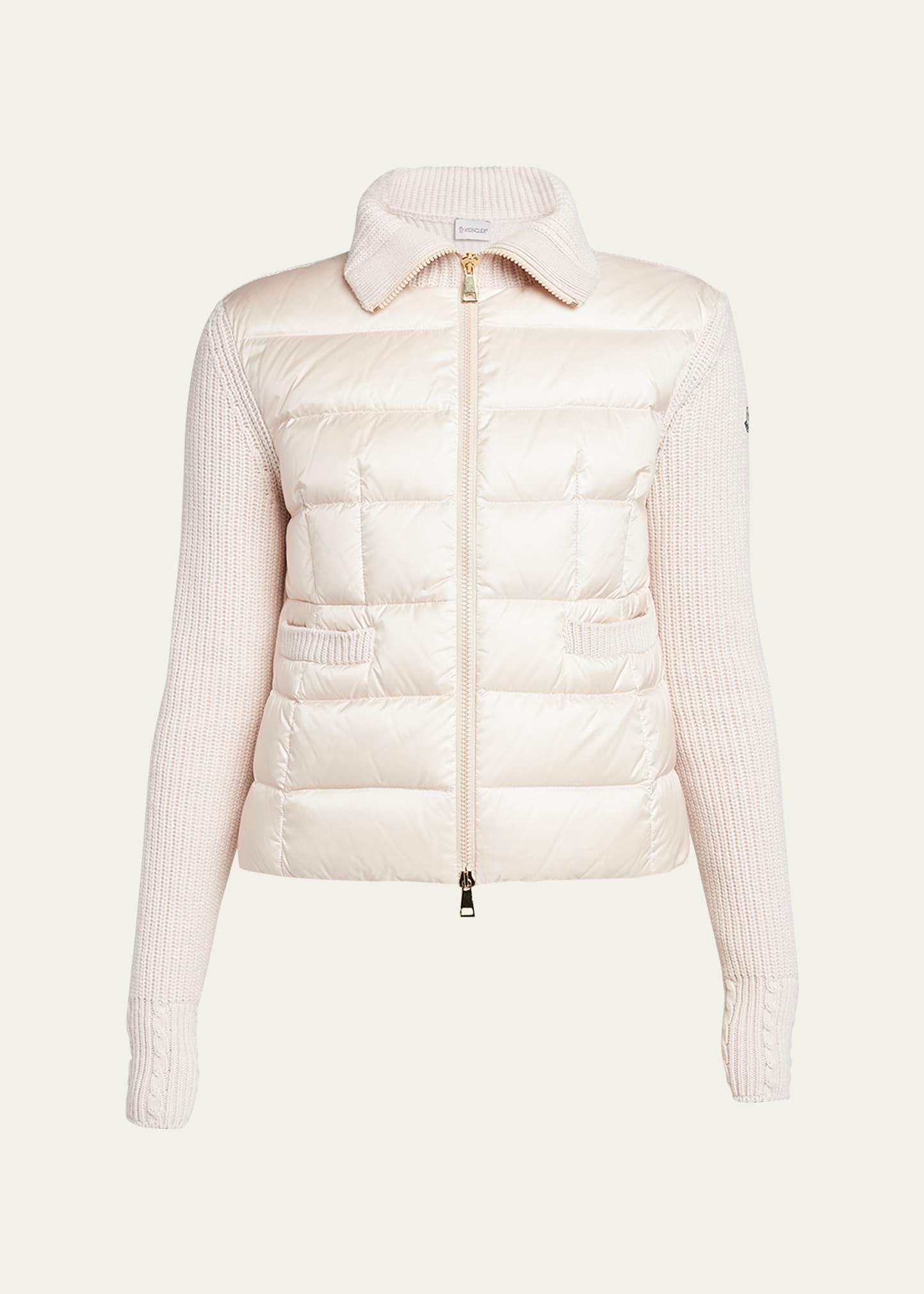 quilted down knit cardigan