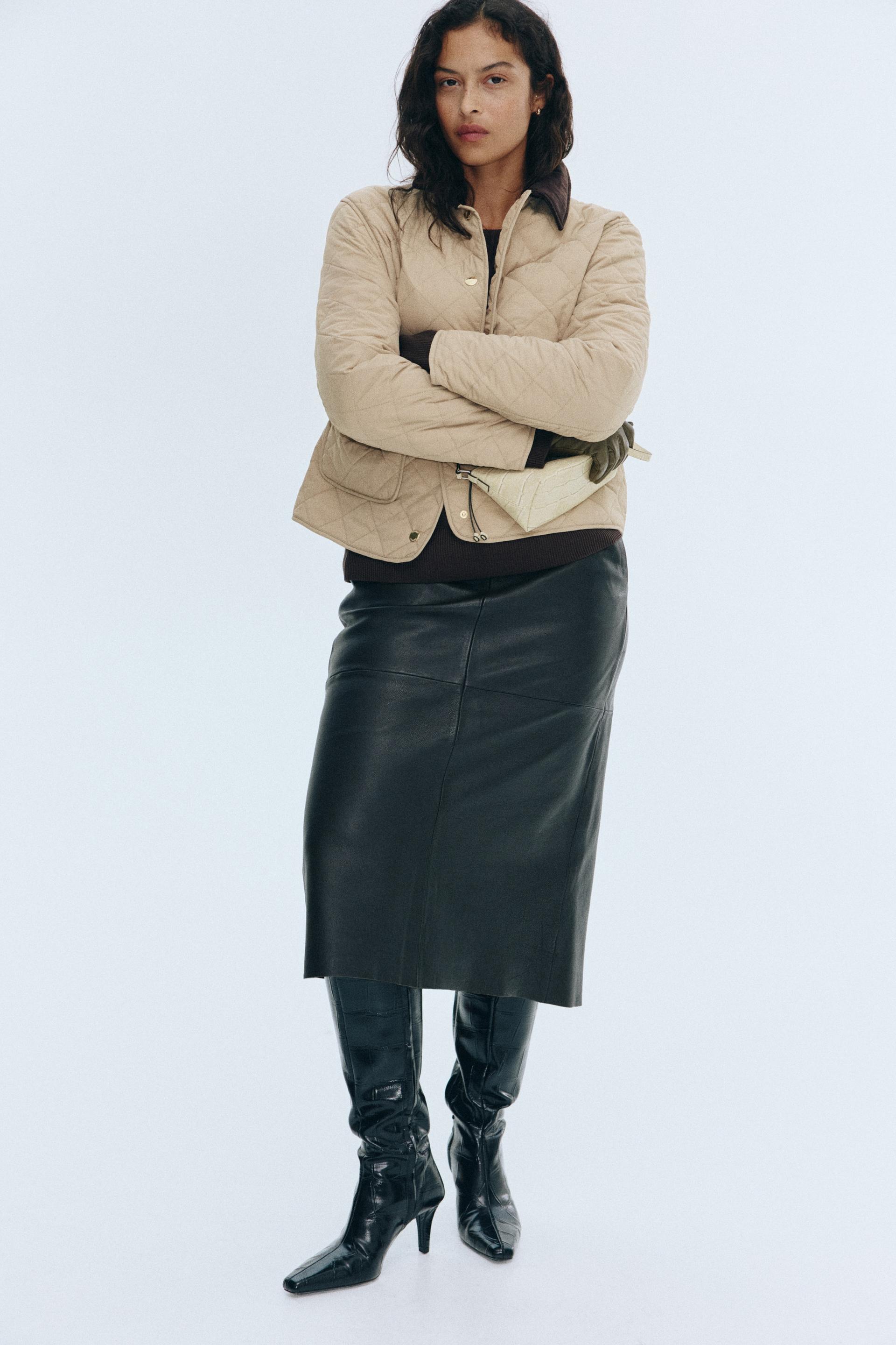 quilted jacket with corduroy collar