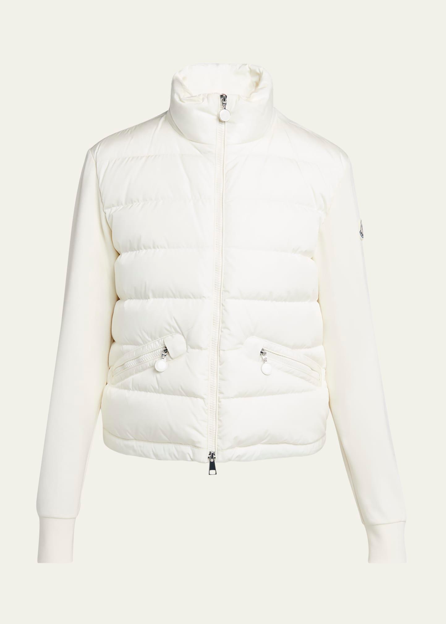 quilted nylon zip-up cardigan