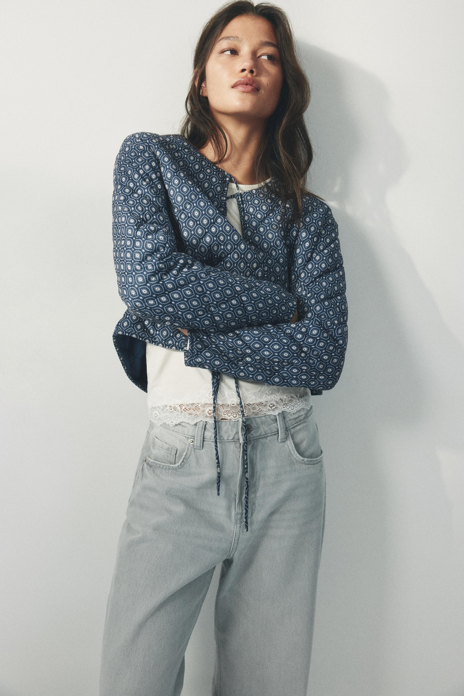 quilted tie-front jacket