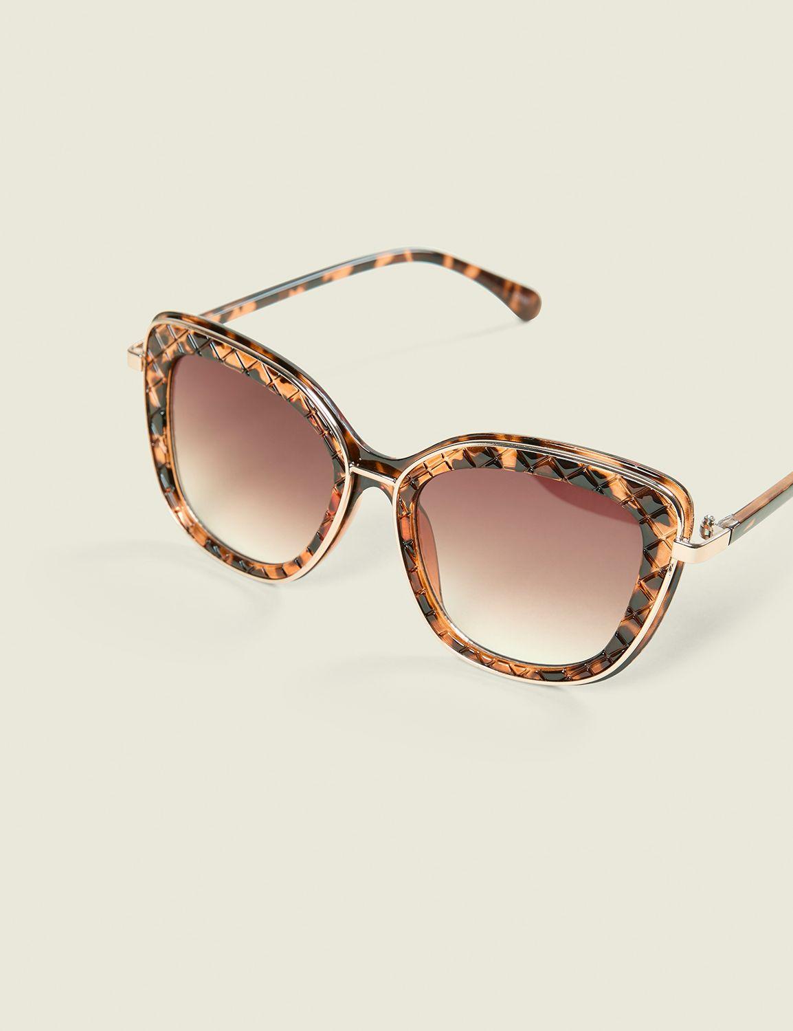 quilted tortoiseshell cateye sunglasses