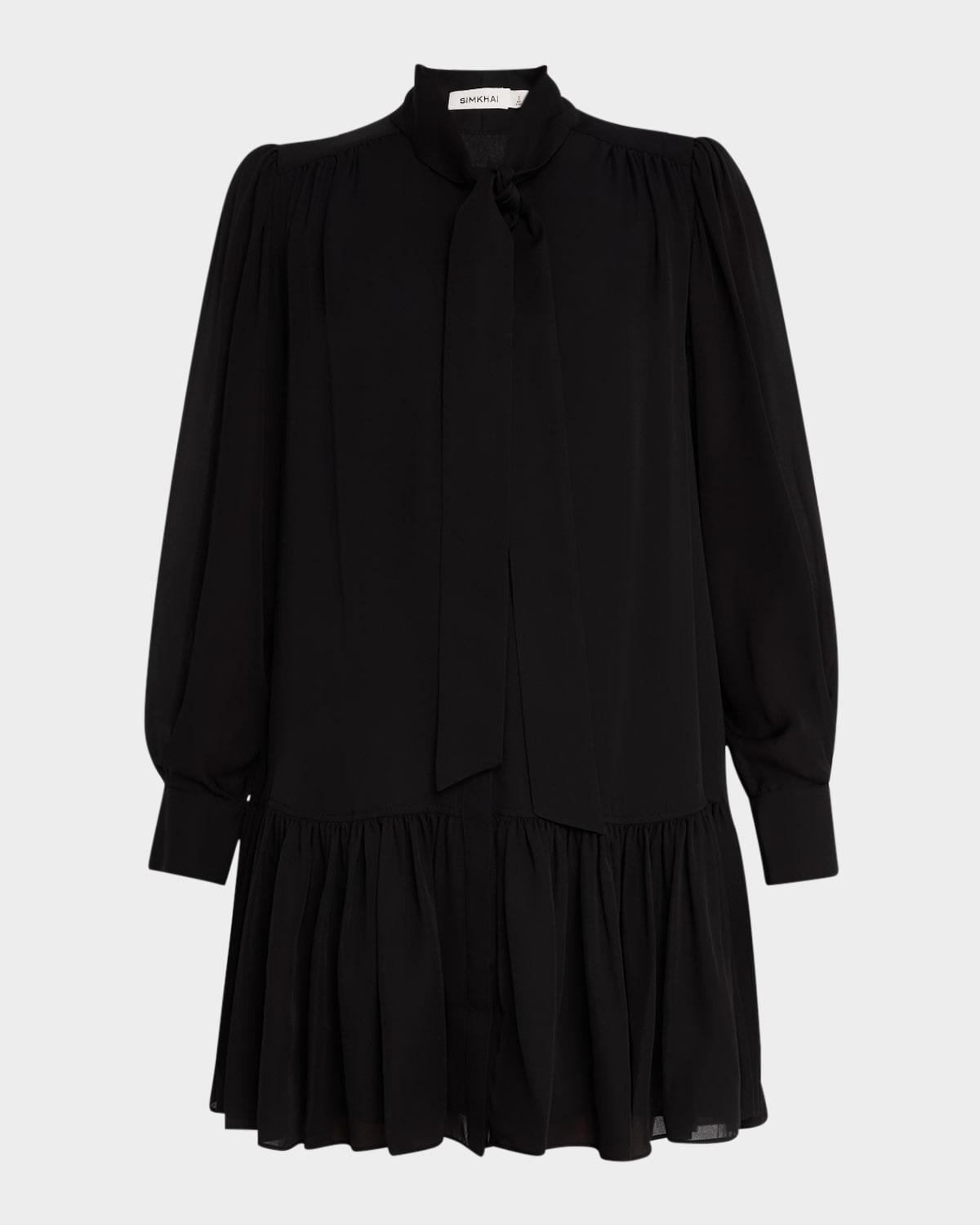 quince long-sleeve silk mini dress