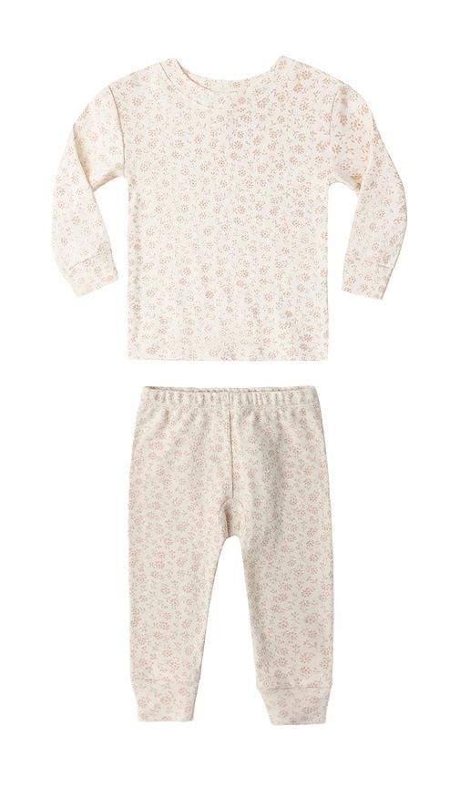 quincy mae jersey pajama set in cream.