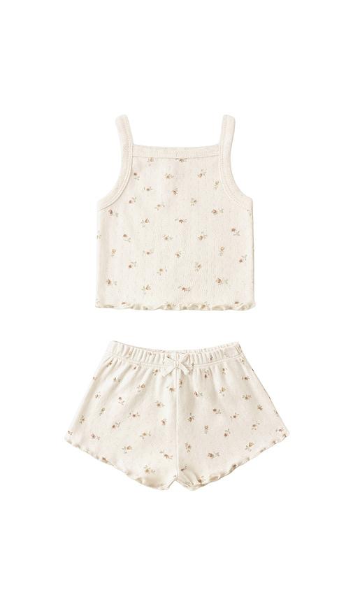 quincy mae pointelle tank & shortie set in ivory.
