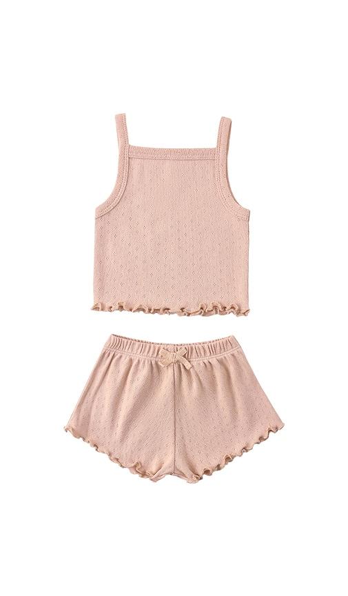 quincy mae pointelle tank & shortie set in peach.