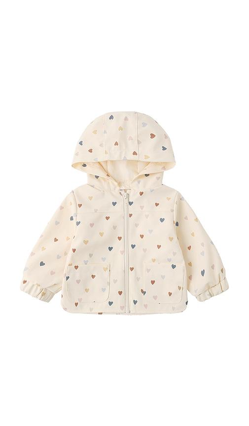 quincy mae rain coat in cream.