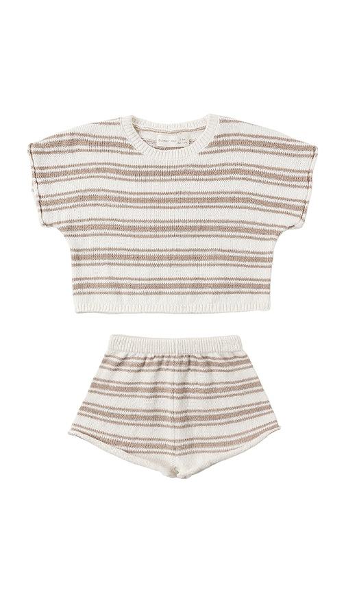 quincy mae relaxed summer knit set in brown.