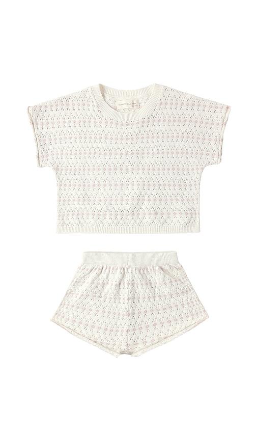 quincy mae relaxed summer knit set in ivory.