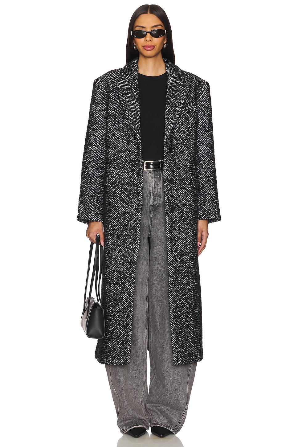 quinn coat in black and white tweed