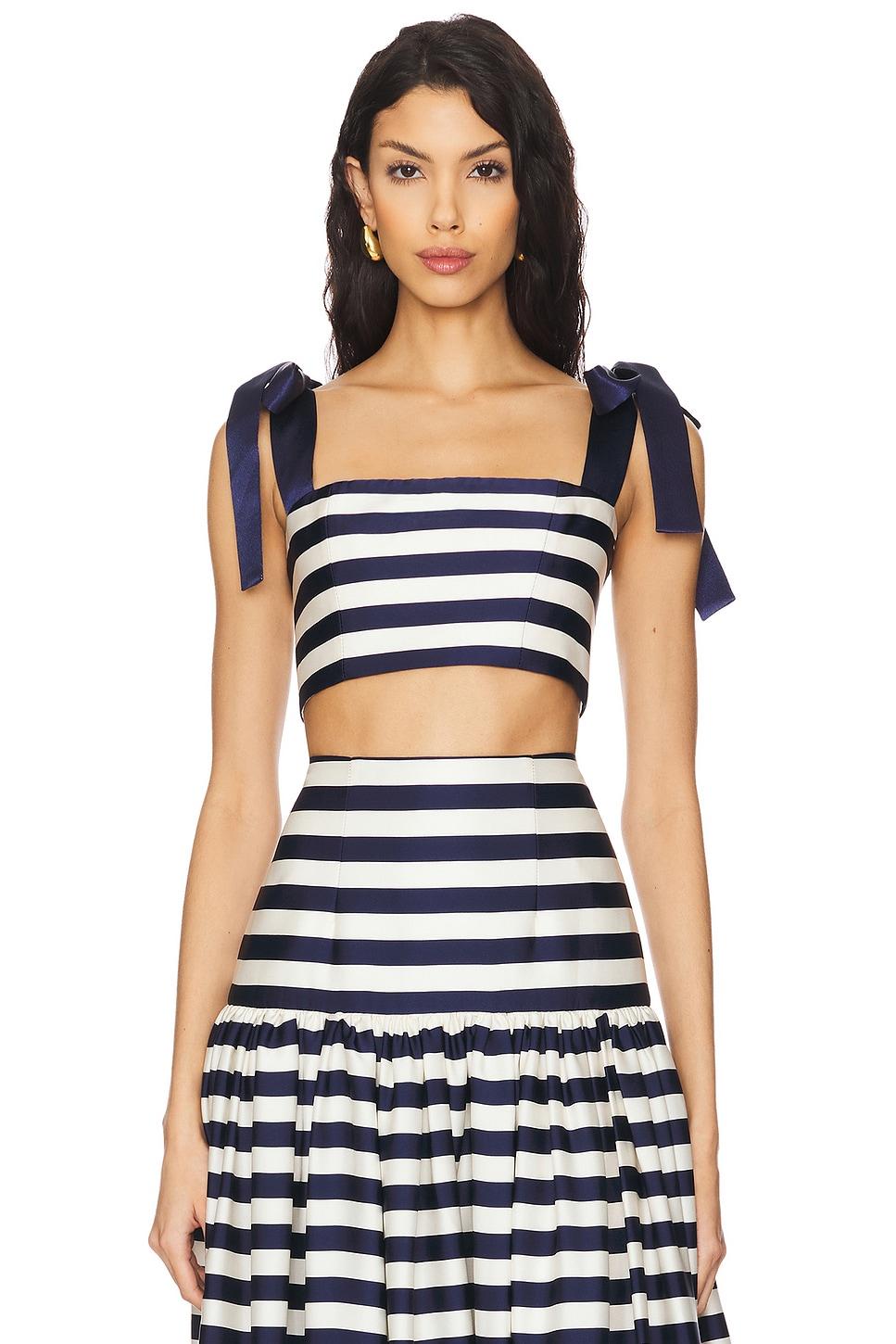 quinn striped top in navy & white