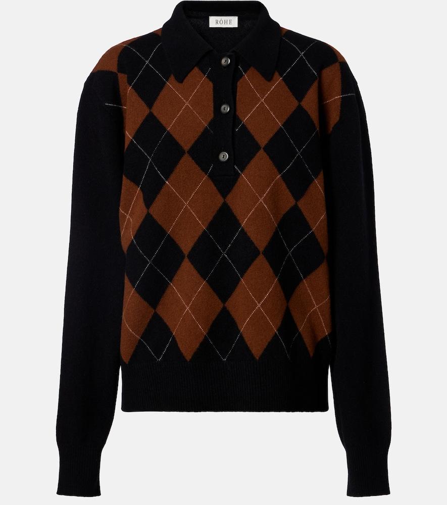 róhe argyle wool polo sweater