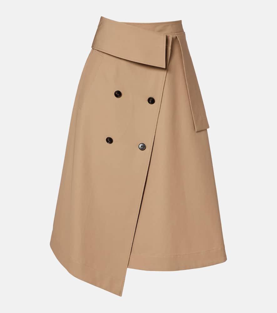 róhe asymmetric cotton canvas midi skirt
