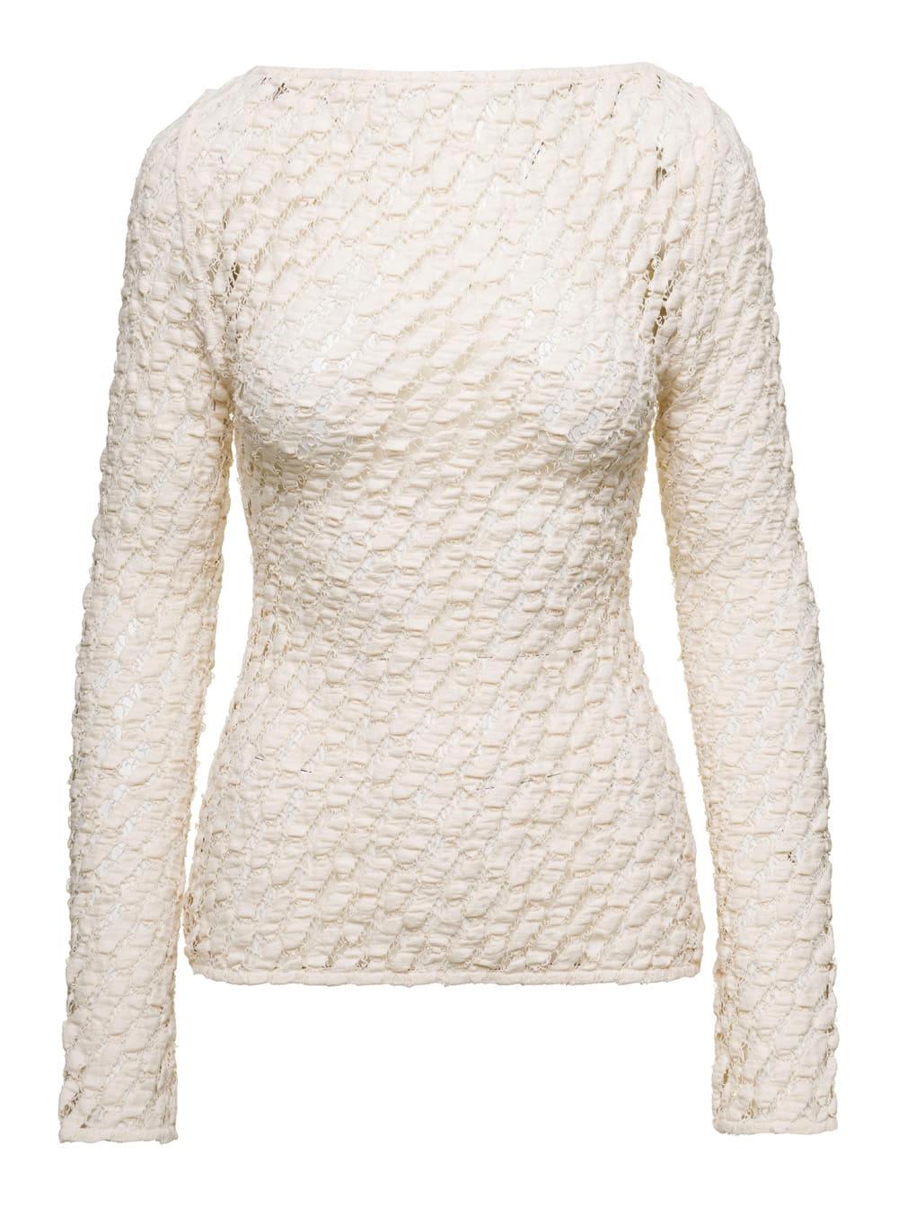 róhe beige sweater with boat neckline in cotton blend woman
