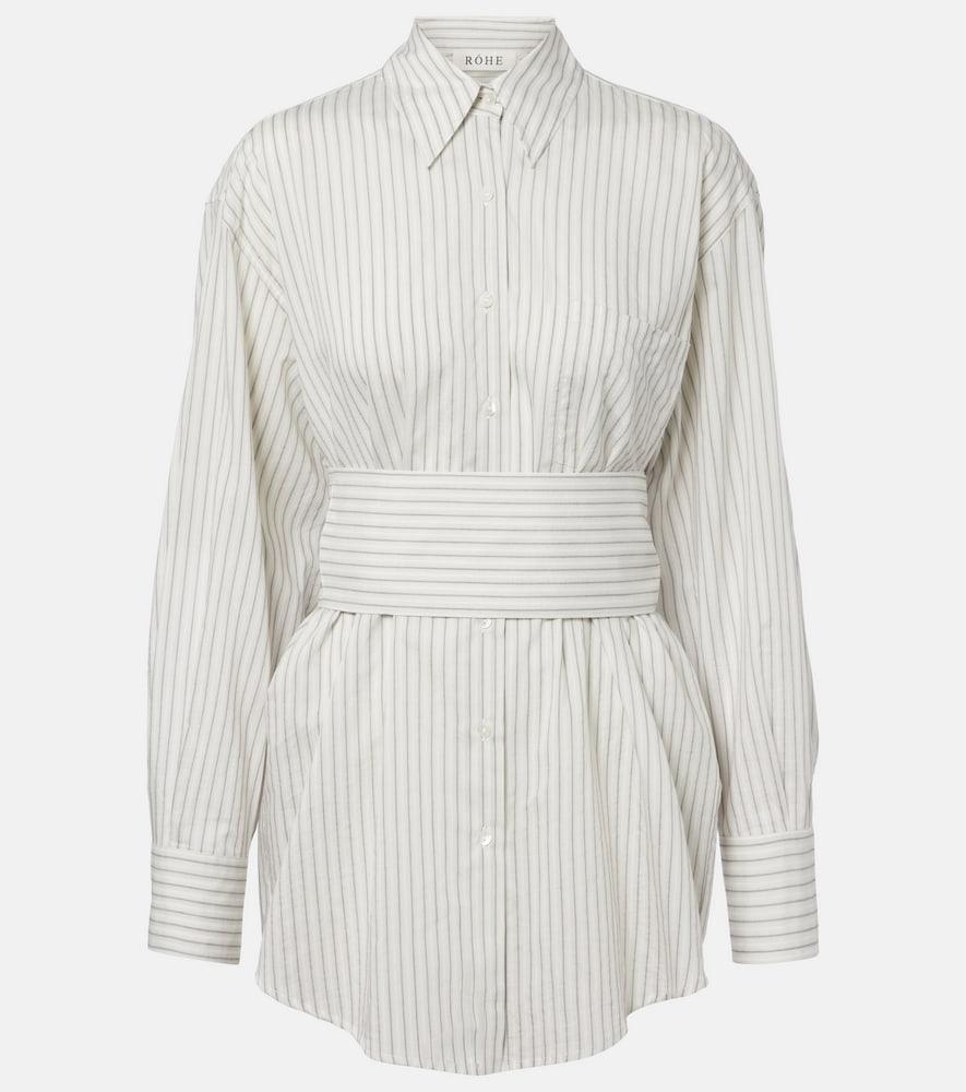 róhe belted striped silk and cotton shirt