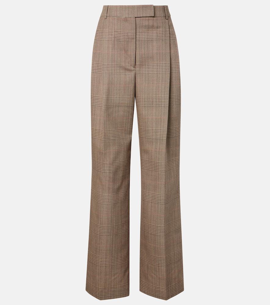 róhe checked virgin wool straight pants