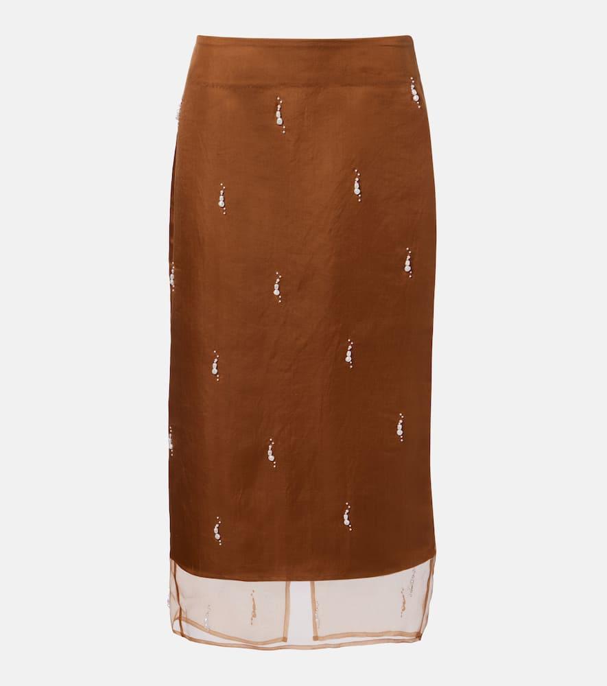róhe embellished silk organza midi skirt