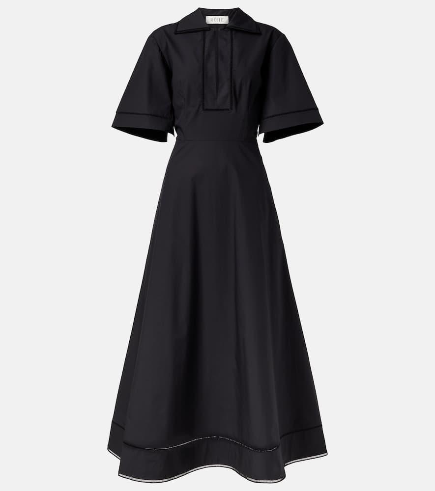 róhe embroidered cotton poplin midi dress