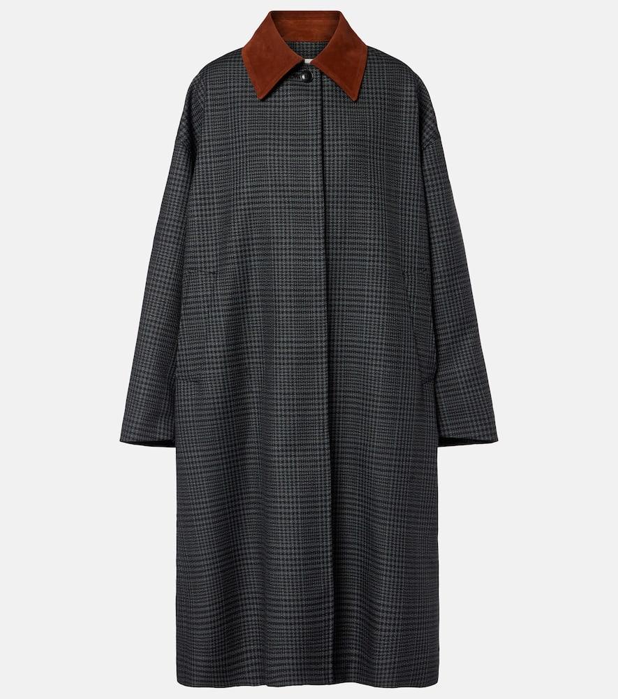 róhe prince of wales check virgin wool coat