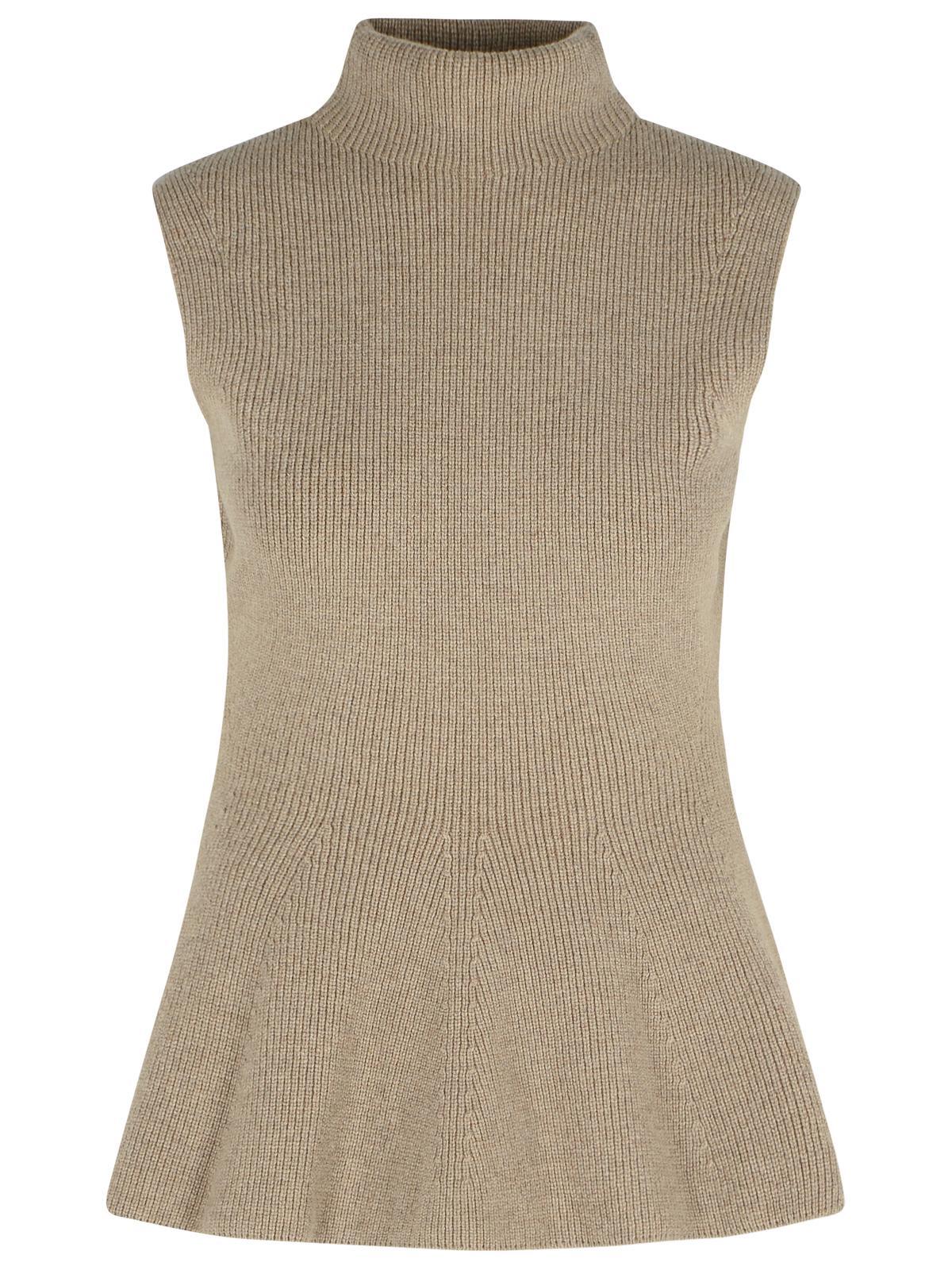 róhe sculptural taupe melange cashmere blend tank top