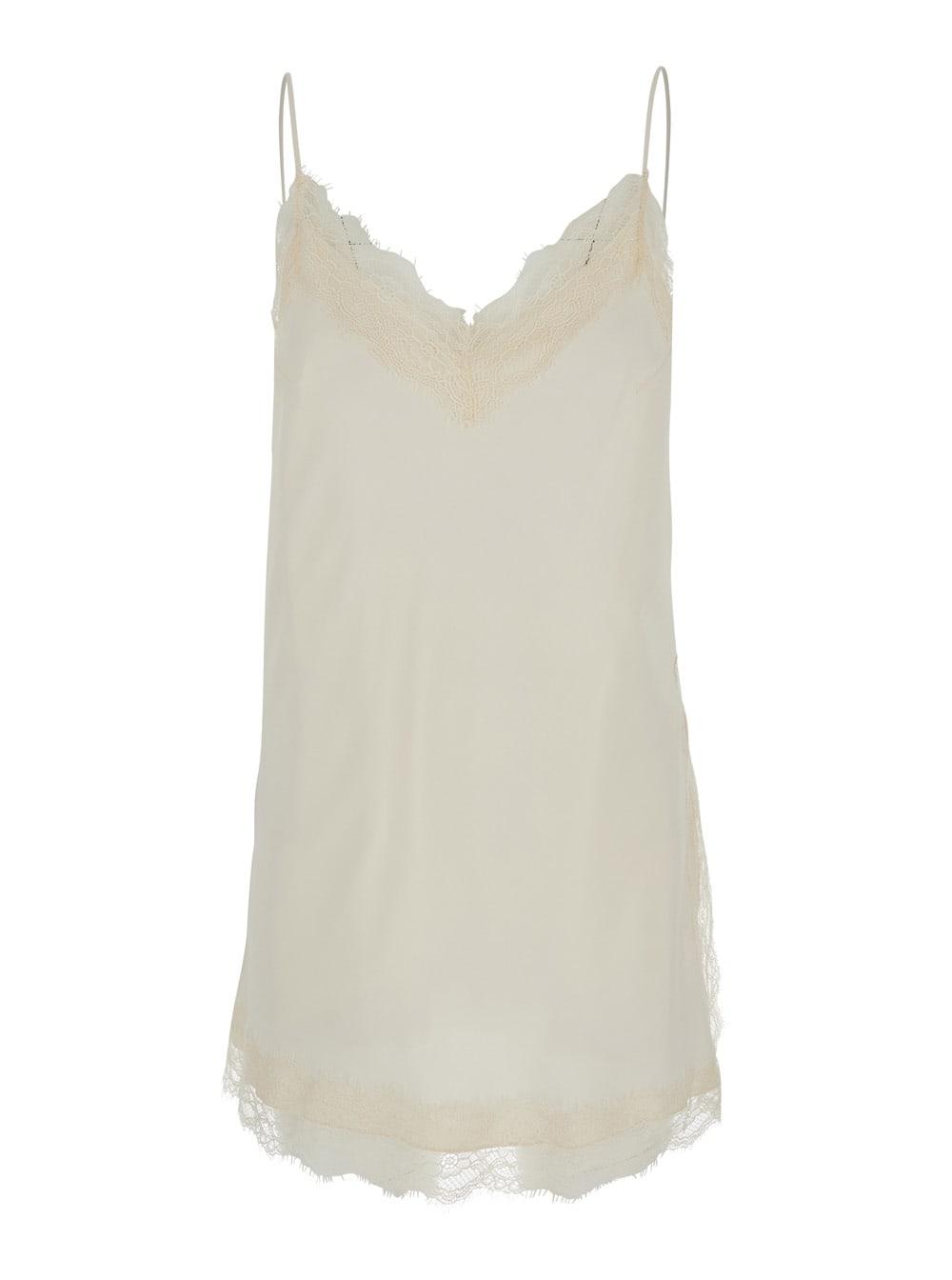 róhe white lace camisole with lace details - viscose - women