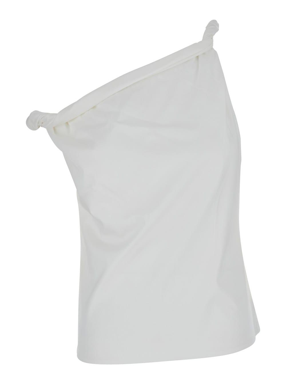 róhe white sculptural top with sculptural details in cotton and silk for women