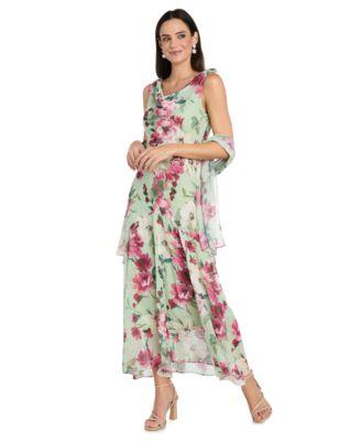 r m richards womens cowl neck printed midi dress