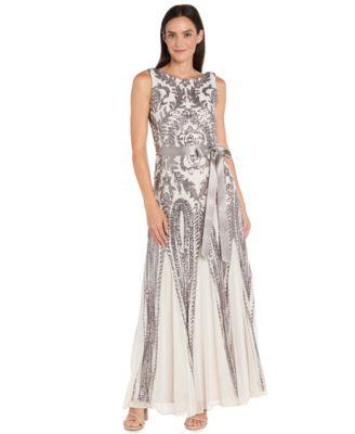 r m richards womens sequin sleeveless ball gown