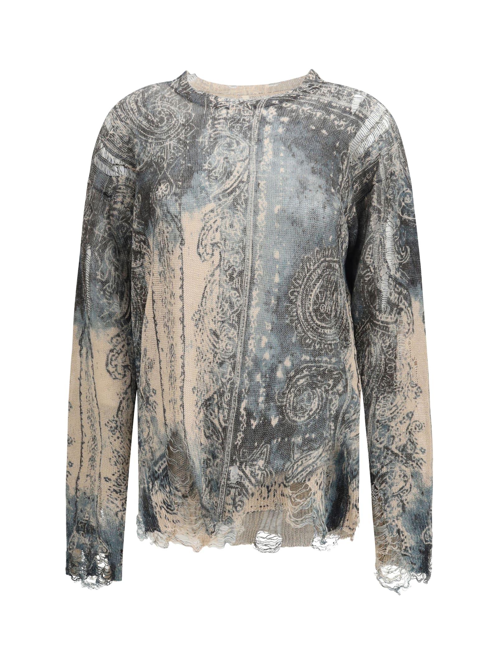 r13 boyfriend distressed linen knit sweater