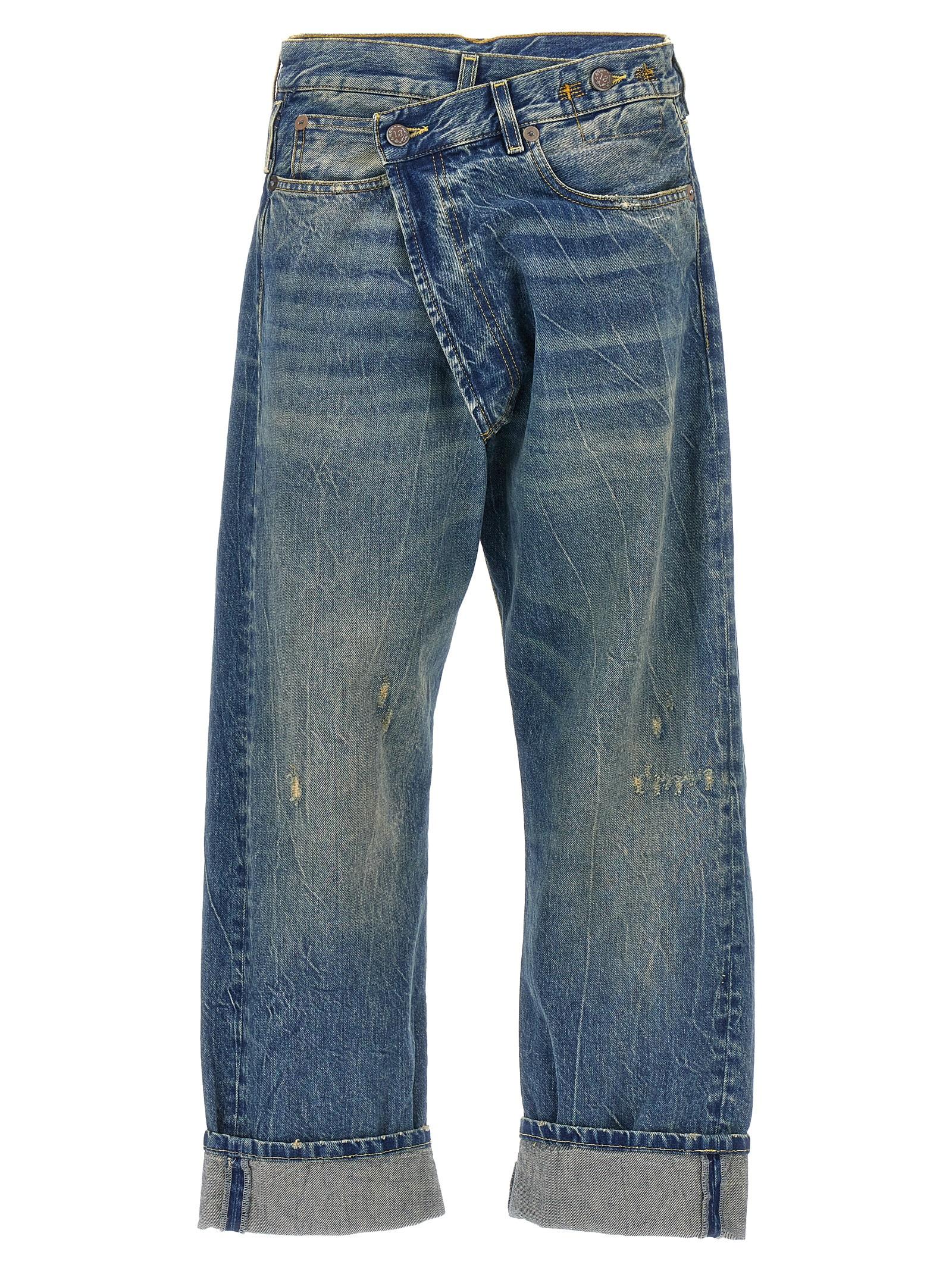 r13 cross over jeans blue cotton - women