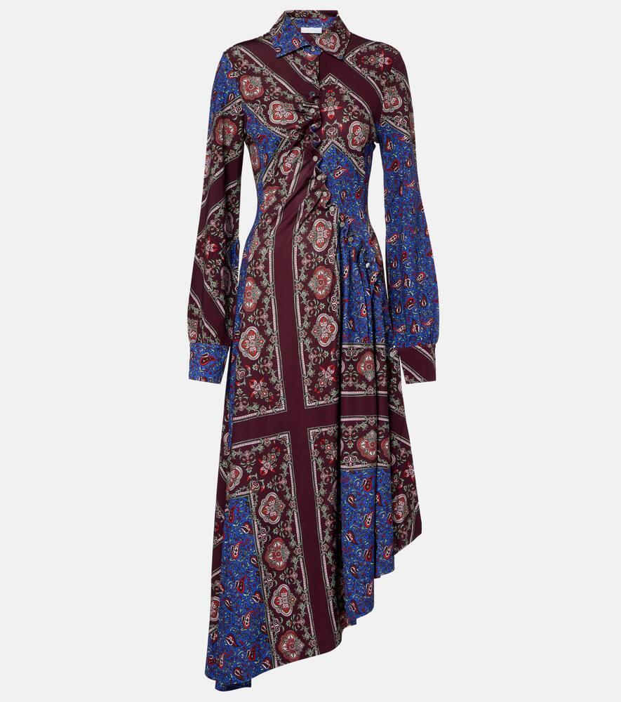 rabanne asymmetric paisley printed midi dress
