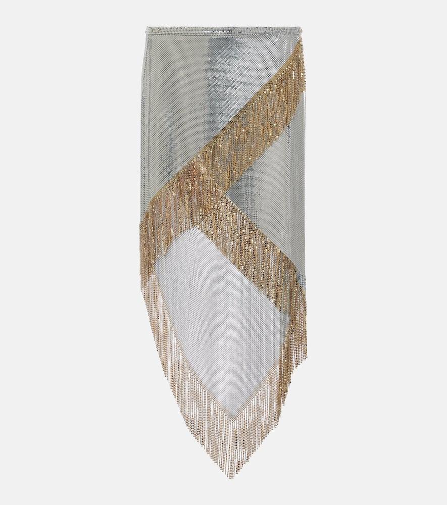 rabanne chainmail asymmetric midi skirt