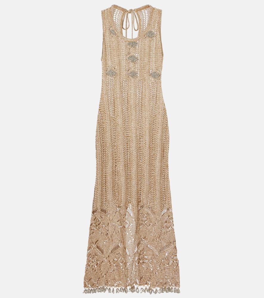 rabanne crochet embellished midi dress