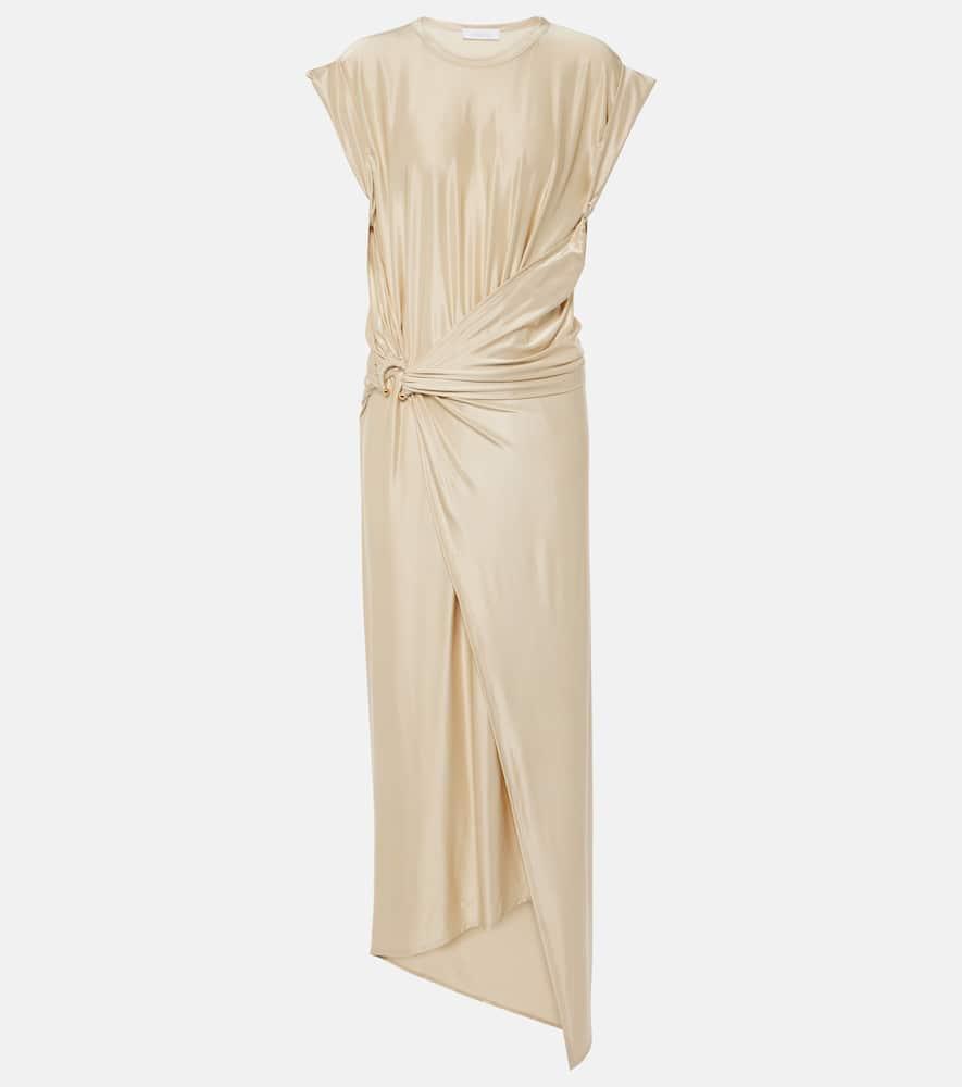 rabanne draped asymmetric urania midi dress