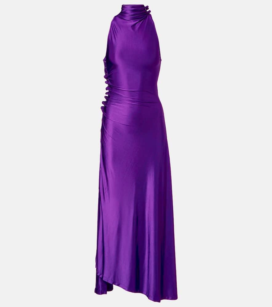rabanne draped satin jersey cocktail dress