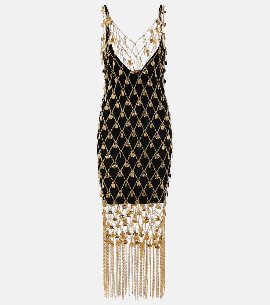 rabanne embellished brass chain midi dress