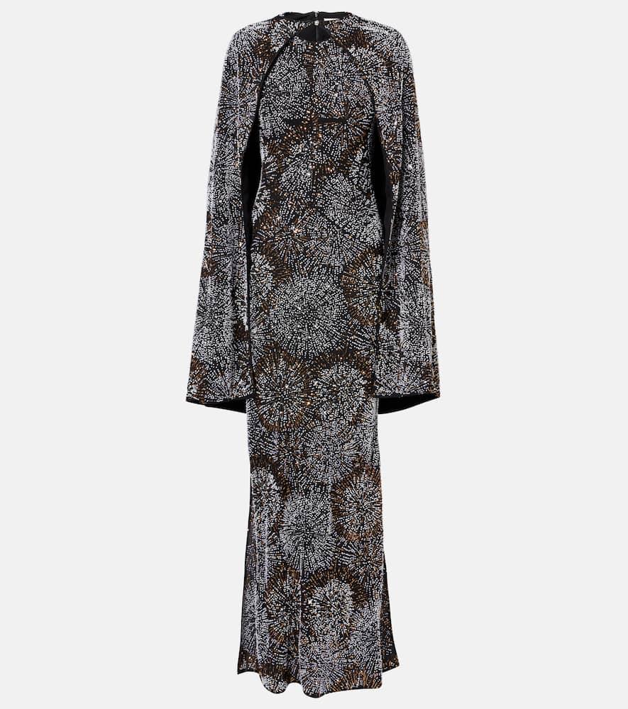 rabanne embellished caped gown