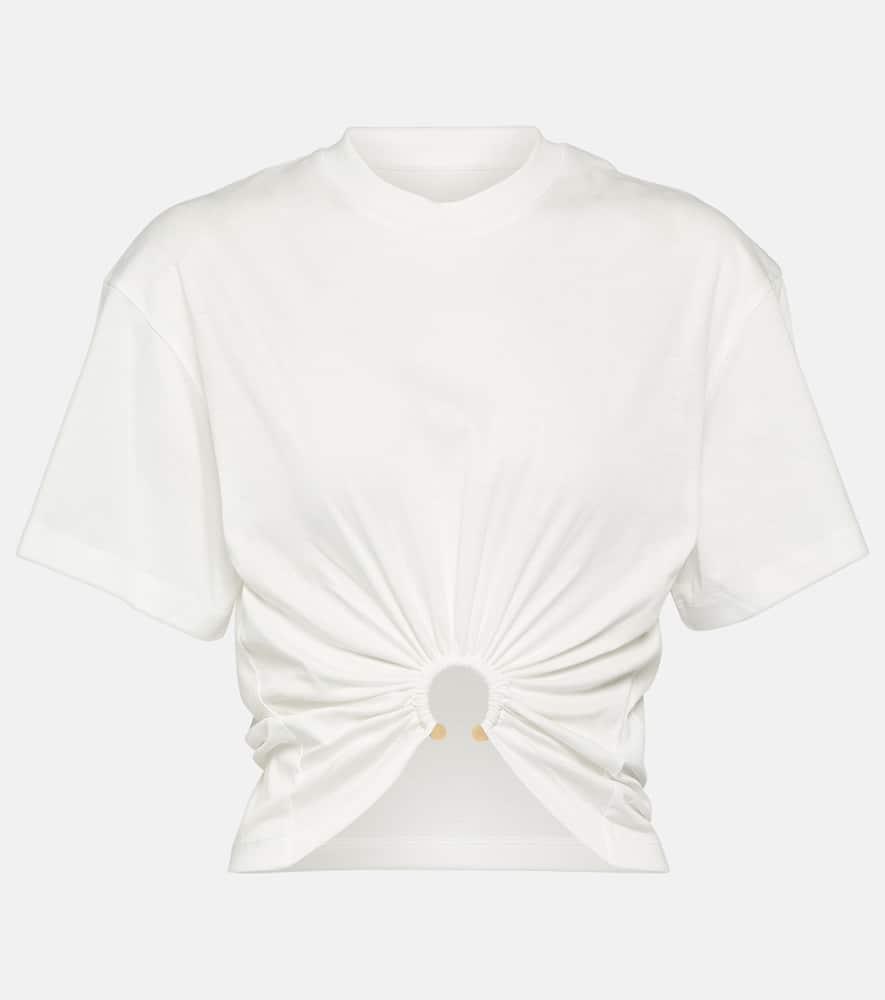 rabanne embellished cotton jersey crop top
